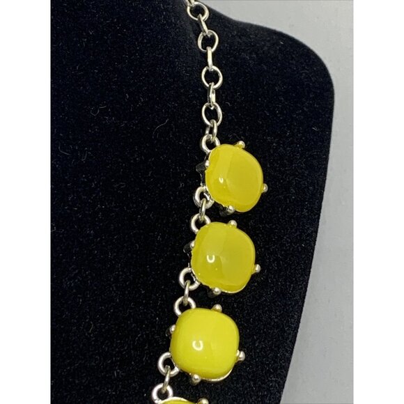 Vintage Silver Tone & Yellow Stone Statement Collar Necklace (1918) - Picture 6 of 7